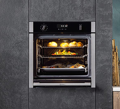 Built-in oven in a modern wall
