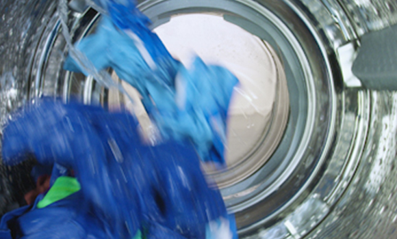 clothes in a washing machine