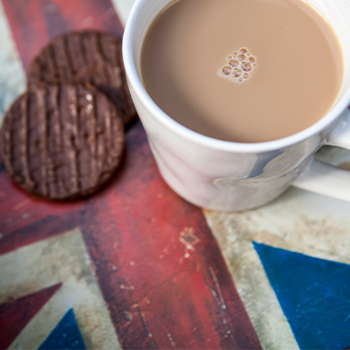 A cup of tea and some chocolate digestives