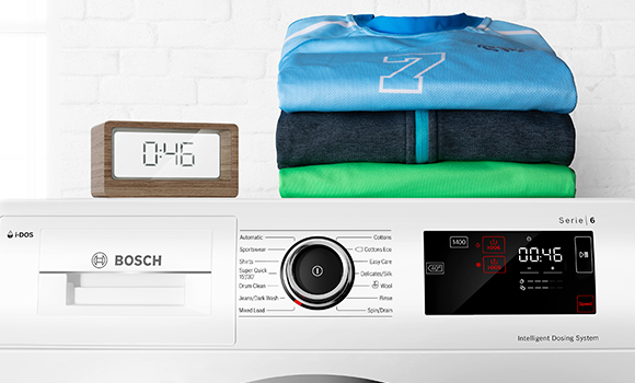 Bosch washing machine with clothes
